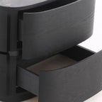 Traditional Vintage Oval Soft-Curve Bedside Table - Sintered Stone 2 Drawers Nightstand For Bedroom Lumendat