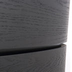 Traditional Vintage Oval Soft-Curve Bedside Table - Sintered Stone 2 Drawers Nightstand For Bedroom Lumendat