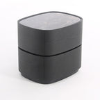 Traditional Vintage Oval Soft-Curve Bedside Table - Sintered Stone 2 Drawers Nightstand For Bedroom Lumendat