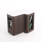 Contemporary Creative Marble S-Curve Bedside Table - Rotating 2 Drawers Nightstand For Bedroom Lumendat