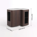 Contemporary Creative Marble S-Curve Bedside Table - Rotating 2 Drawers Nightstand For Bedroom Lumendat