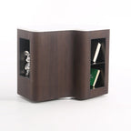 Contemporary Creative Marble S-Curve Bedside Table - Rotating 2 Drawers Nightstand For Bedroom Lumendat