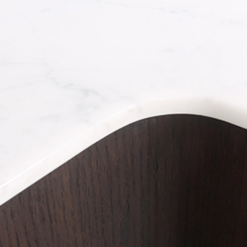 Contemporary Creative Marble S-Curve Bedside Table - Rotating 2 Drawers Nightstand For Bedroom Lumendat