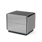 Contemporary Rounded Corners Solid Multilayer Wood Bedside Table - 2 Drawers Nightstand For Bedroom Lumendat