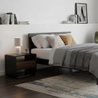 Traditional Vintage Rounded-Edge Square Bedside Table - 1 Drawer Nightstand For Bedroom Lumendat