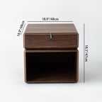 Traditional Chinese Clean Geometry Veneered Plywood Bedside Table - 1 Drawer Nightstand For Bedroom Lumendat