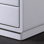 Modern Soft Ivory Faux Leather Bedside Cabinet - Gold Metal Pulls Nightstand With 3 Drawers For Bedroom Lumendat