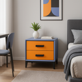 Contemporary Creative Faux Leather Nightstand With 2 Drawers - Square Soft Bedside Cabinet For Bedroom Lumendat