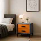 Contemporary Creative Faux Leather Nightstand With 2 Drawers - Square Soft Bedside Cabinet For Bedroom Lumendat