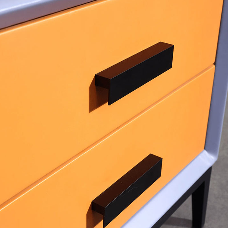 Contemporary Creative Faux Leather Nightstand With 2 Drawers - Square Soft Bedside Cabinet For Bedroom Lumendat