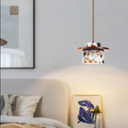 Modern Art Deco Cylinder Water Cave Stone Solid Wood 1-Light Pendant Light For Bedroom