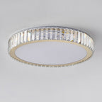 Modern Luxury Round Crystal Stainless Steel LED Flush Mount Ceiling Light for Bedroom