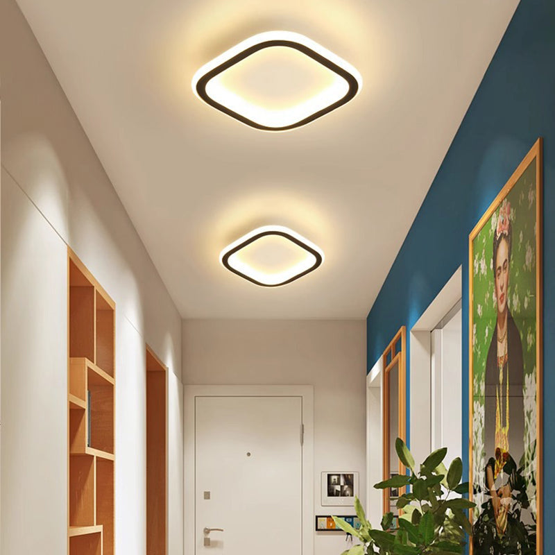 Modern Minimalist Round Pentagon Square Triangle Shape Iron Silicone LED Flush Mount Ceiling Light For Living Room
