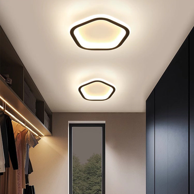 Modern Minimalist Round Pentagon Square Triangle Shape Iron Silicone LED Flush Mount Ceiling Light For Living Room