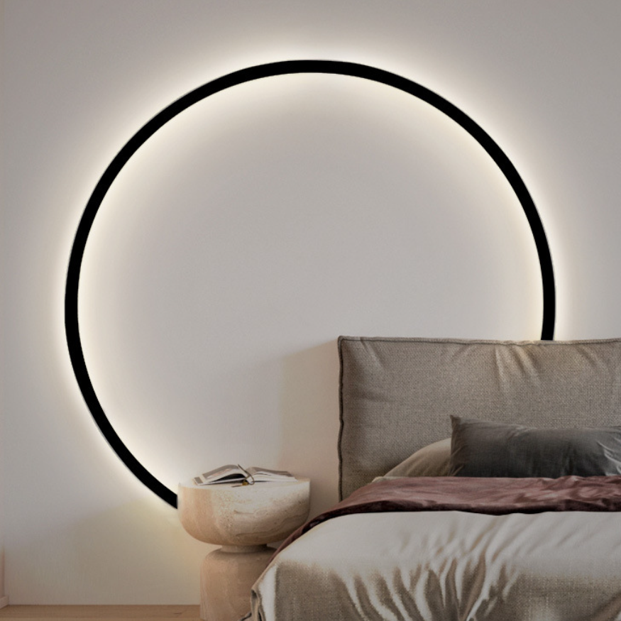 Modern Minimalist Aluminum Acrylic Circle Ring LED Wall Sconce Lamp For Living Room