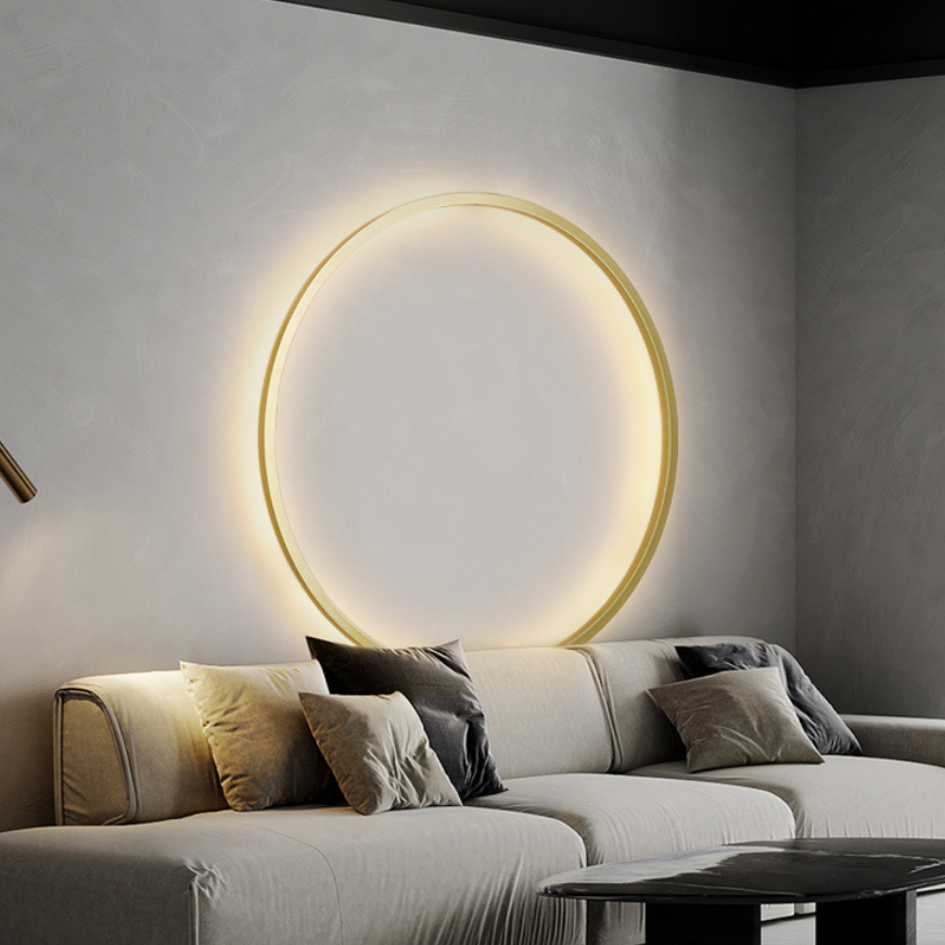 Modern Minimalist Aluminum Acrylic Circle Ring LED Wall Sconce Lamp For Living Room