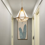 Contemporary Scandinavian Diamond Glass Copper 1-Light Pendant Light For Bedroom