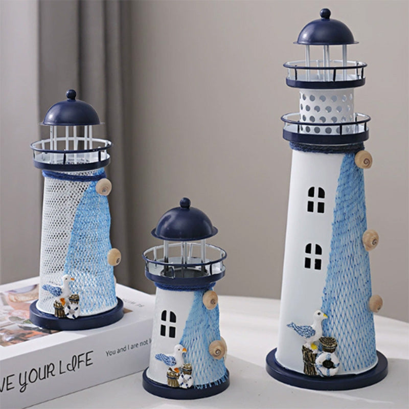 Modern Art Deco Lighthouse Shape Round Iron LED Table Lamp For Bedroom Lumendat