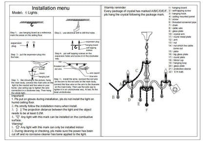 Traditional European Glass Crystal Metal Fabric Candlestick Holder Inflorescence 6-light Chandeliers for Living Room