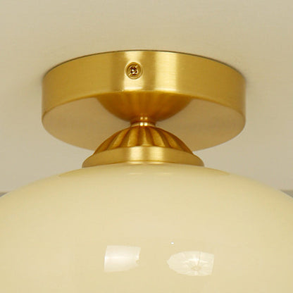 Traditional Vintage Copper Glass Bowl 1-light Semi-flush Mount Ceiling Light for Entryway