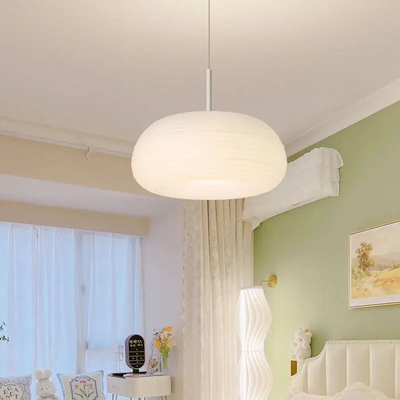 Modern Minimalist Pure White Round Iron Pe LED Pendant Light BulbSquare