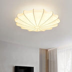 Nordic Minimalist White Beige Round Faux Silk 1/3/5-Light Flush Mount Light Lumendat
