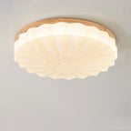 Japanese Minimalist Round Wood Acrylic LED Flush Mount Lighting Lumendat