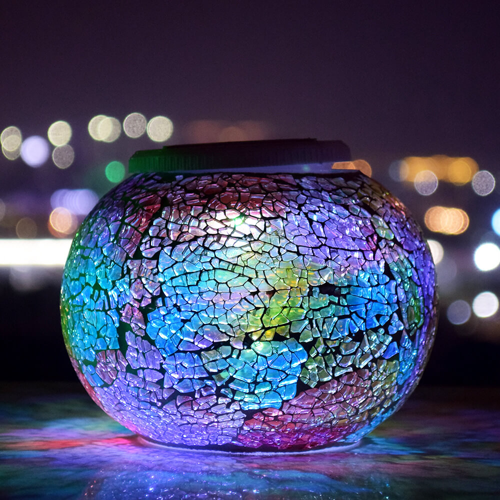 Modern Creative Stained Glass Solar LED Outdoor Garden Lawn Light Lumendat