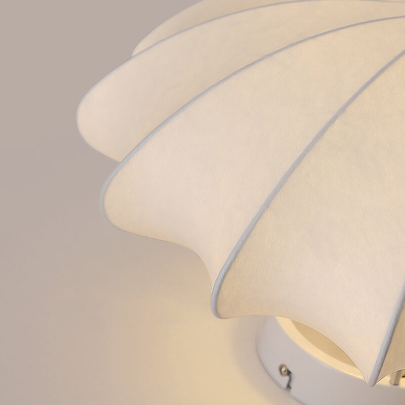 Nordic Minimalist White Beige Round Faux Silk 1/3/5-Light Flush Mount Light Lumendat