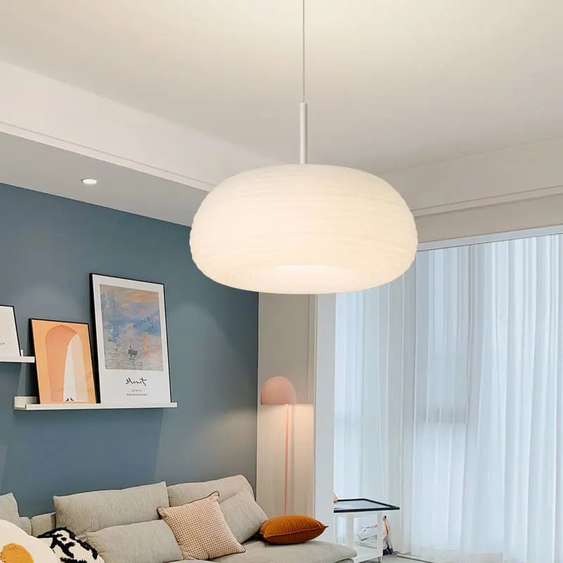 Modern Minimalist Pure White Round Iron Pe LED Pendant Light BulbSquare