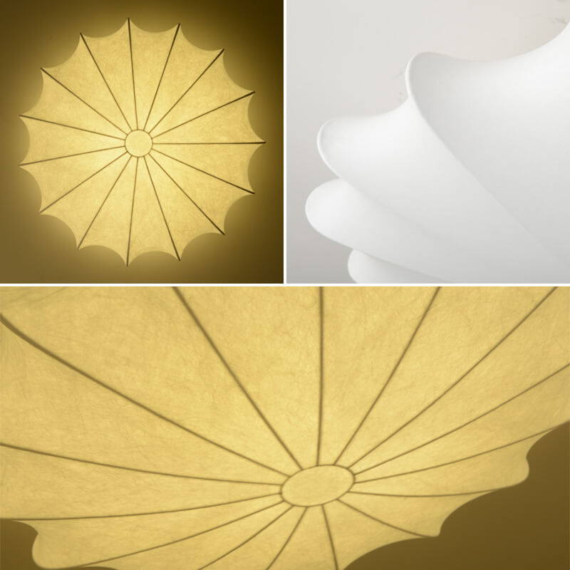 Nordic Minimalist White Beige Round Faux Silk 1/3/5-Light Flush Mount Light Lumendat