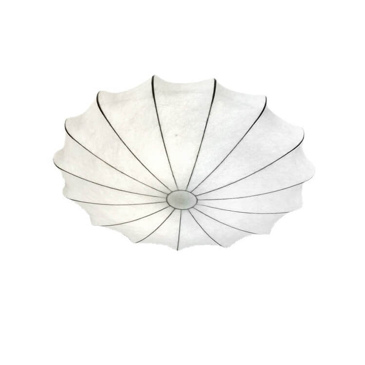 Nordic Minimalist White Beige Round Faux Silk 1/3/5-Light Flush Mount Light Lumendat