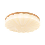 Japanese Minimalist Round Wood Acrylic LED Flush Mount Lighting Lumendat