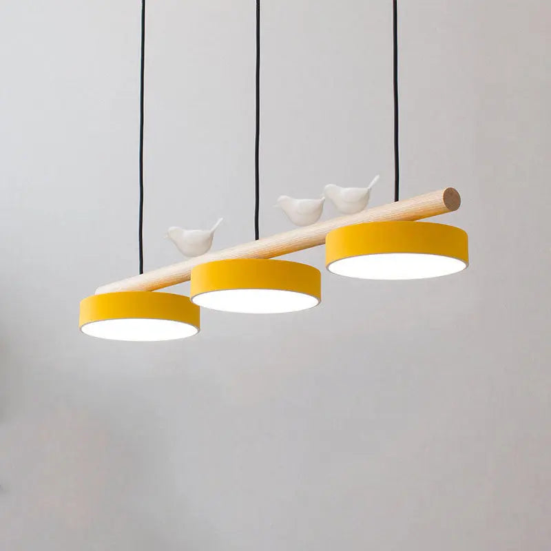 Nordic Creative Bird & Wood Round Island Light LED Chandelier – 6 Colors Lumendat