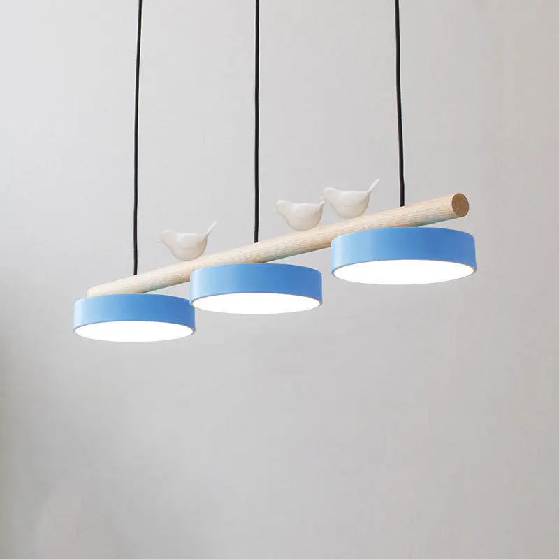 Nordic Creative Bird & Wood Round Island Light LED Chandelier – 6 Colors Lumendat