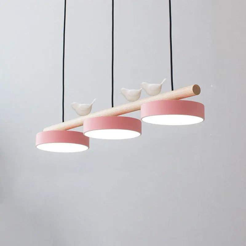 Nordic Creative Bird & Wood Round Island Light LED Chandelier – 6 Colors Lumendat