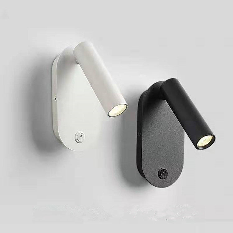 Oval Aluminum LED Wall Lamp - Minimalist Bedside Reading Light With Adjustable Spotlight For Living Room Lumendat