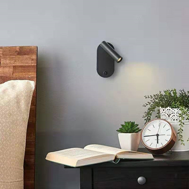 Oval Aluminum LED Wall Lamp - Minimalist Bedside Reading Light With Adjustable Spotlight For Living Room Lumendat