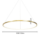 Ring Round Stainless Steel LED Hanging Chandelier - Art Deco Adjustable Pendant Light For Dining Room