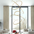 Ring Round Stainless Steel LED Hanging Chandelier - Art Deco Adjustable Pendant Light For Dining Room