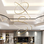Ring Round Stainless Steel LED Hanging Chandelier - Art Deco Adjustable Pendant Light For Dining Room