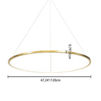 Ring Round Stainless Steel LED Hanging Chandelier - Art Deco Adjustable Pendant Light For Dining Room