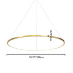 Ring Round Stainless Steel LED Hanging Chandelier - Art Deco Adjustable Pendant Light For Dining Room