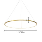 Ring Round Stainless Steel LED Hanging Chandelier - Art Deco Adjustable Pendant Light For Dining Room