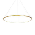Ring Round Stainless Steel LED Hanging Chandelier - Art Deco Adjustable Pendant Light For Dining Room