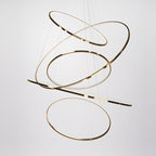 Ring Round Stainless Steel LED Hanging Chandelier - Art Deco Adjustable Pendant Light For Dining Room