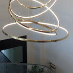 Ring Round Stainless Steel LED Hanging Chandelier - Art Deco Adjustable Pendant Light For Dining Room
