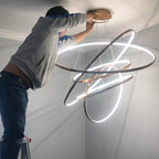 Ring Round Stainless Steel LED Hanging Chandelier - Art Deco Adjustable Pendant Light For Dining Room