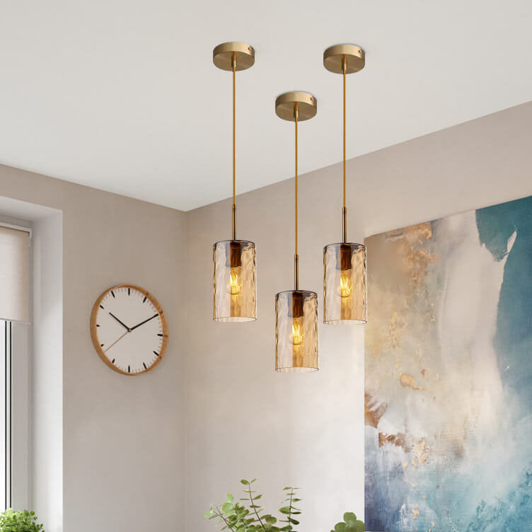 Nordic Water Ripple Glass 1-light Cylinder Pendant Light