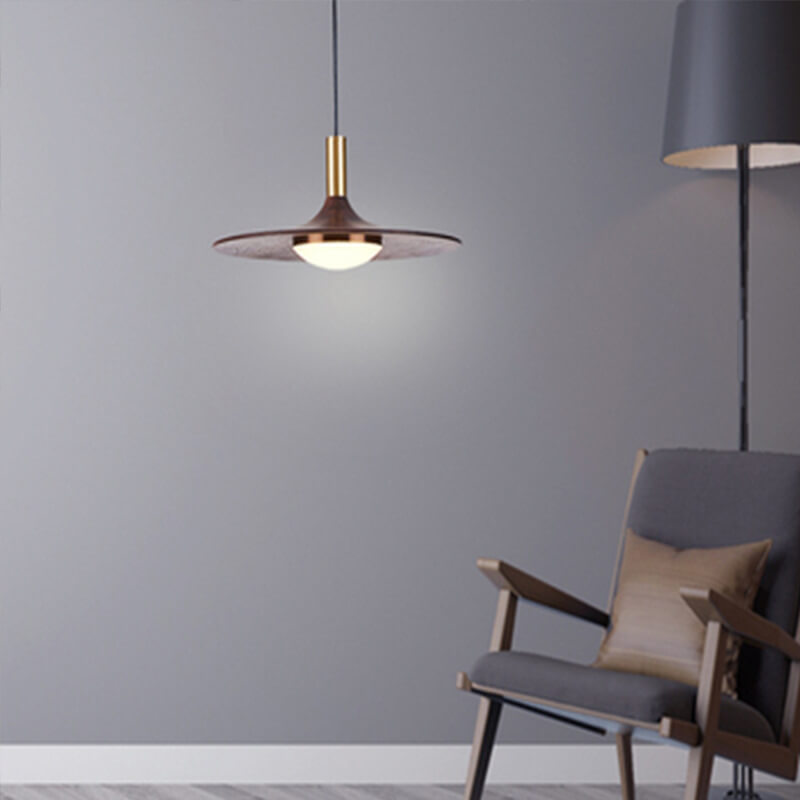 Modern Black Walnut LED Pendant Light BulbSquare
